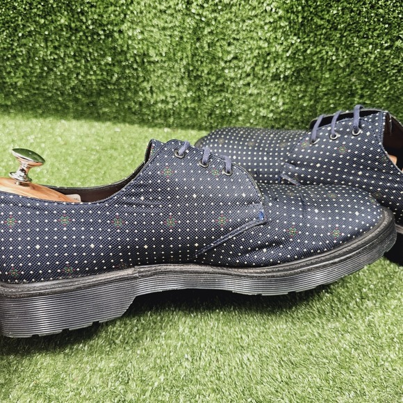 Dr.‎ Martens 1461 Navy Blue Polka Dot Casual Shoes Made in England Mens Size 11 - Picture 7 of 11